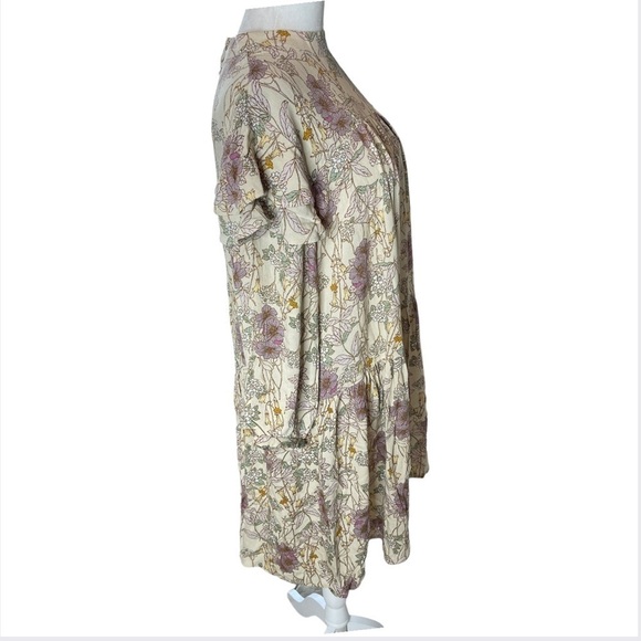 A.N.A. Cottagecore Prairie Woman’s 3/4 Sleeve Dress Cream Floral Large NWT - Picture 2 of 15